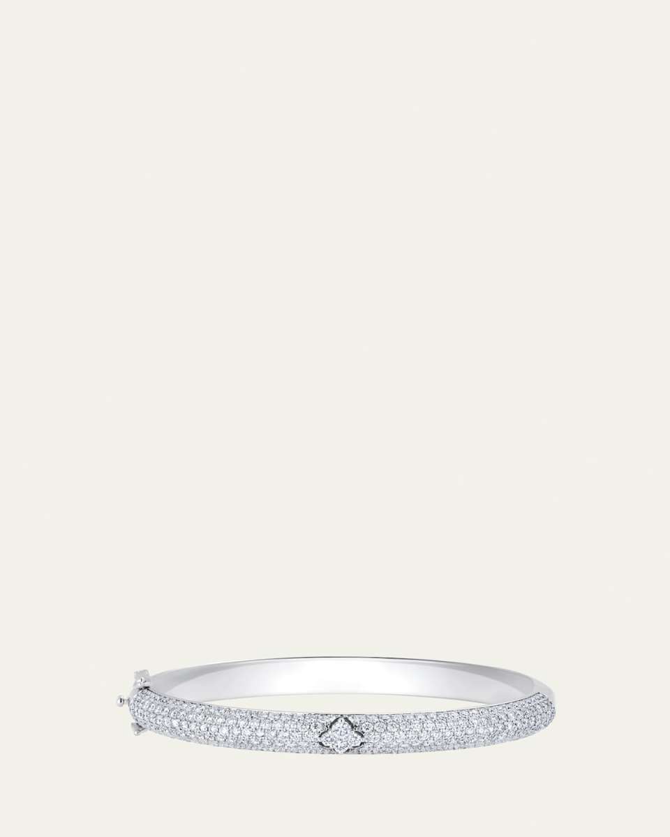 18K White Gold Dujour Diamond Pave Four-Cluster Bangle Bracelet